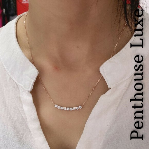 FINAL RESTOCK!! Brilliant Curved Line Rose Gold Necklace - Picture 2 of 3